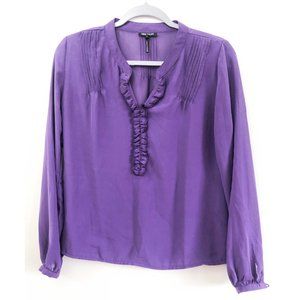 Purple Ruffle-Detail Oleg Cassini Blouse